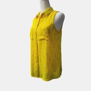APT 9 Yellow Pattern Sleeveless XS Button Up Blouse